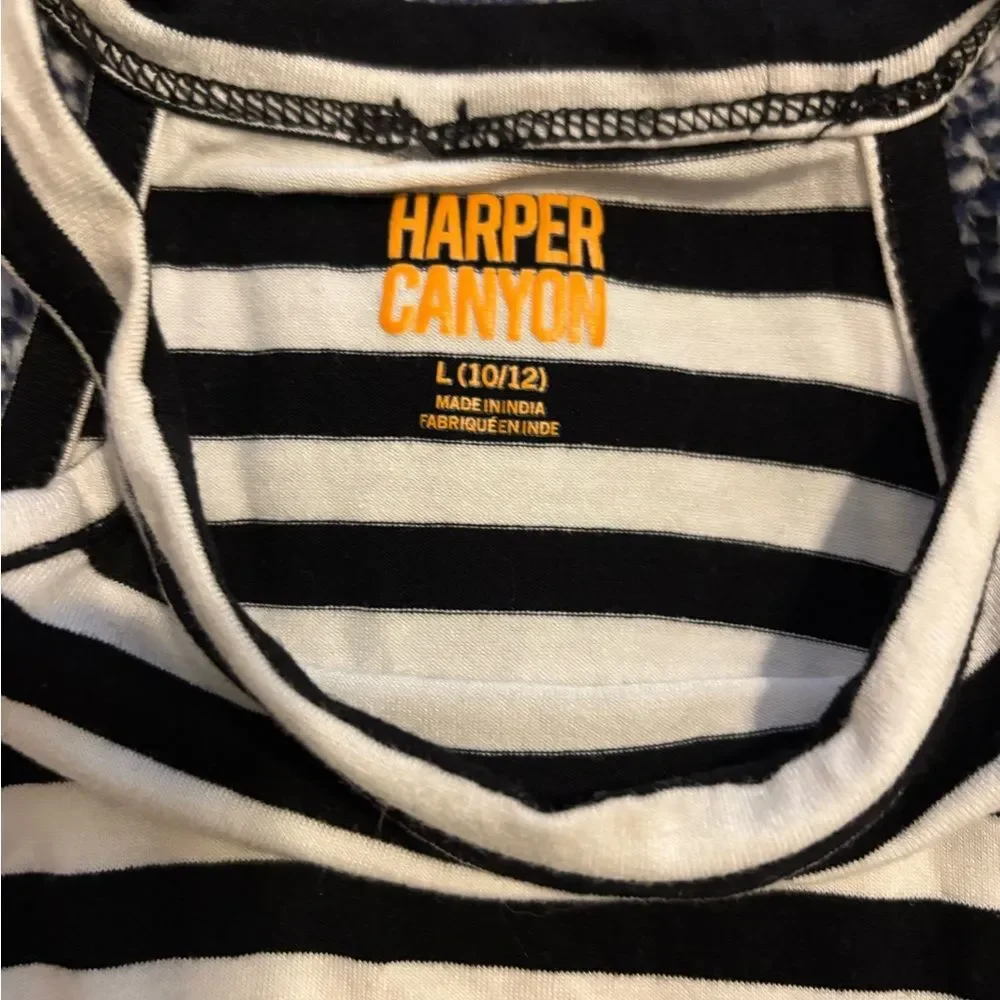 Harper Canyon Girls Black & White Striped Summer Playwear Coastal Dress 10/12